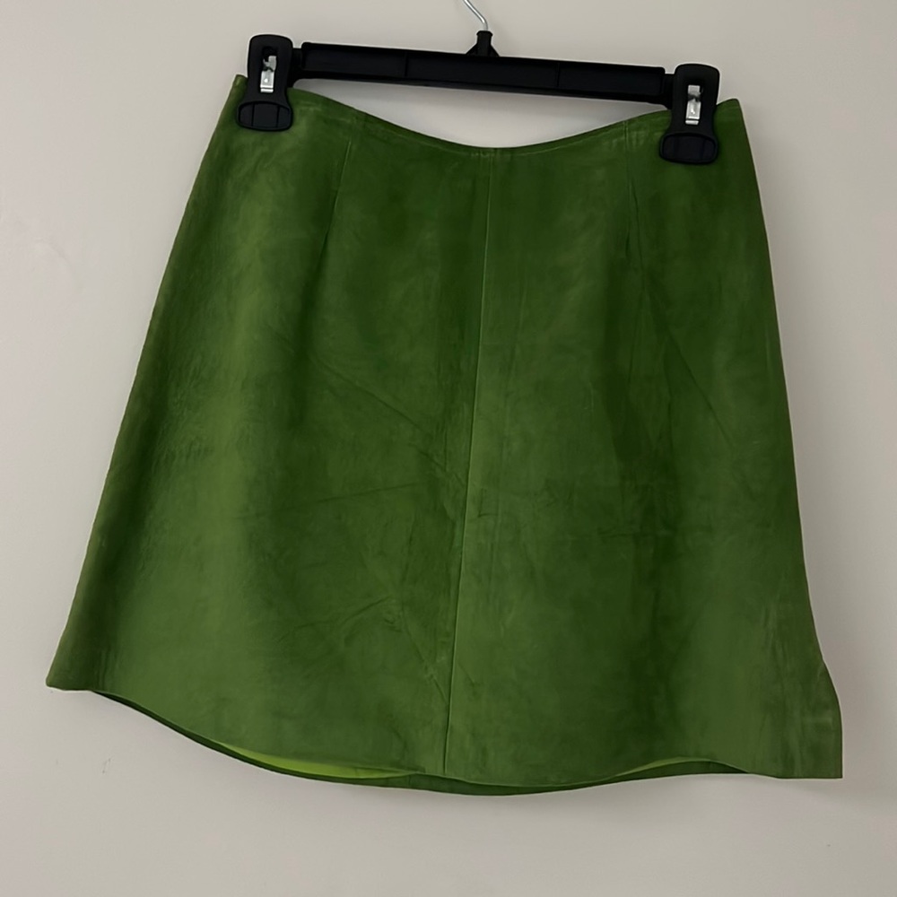 Perfect green suede vintage mini skirt